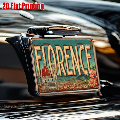 Decorative 2D Flat Surface Only, [], 2D Flat Surface Printing, 11.8inch Piece, Vintage Metal License Plate, Outdoor Wall Decoration (1 * 5.9inch ), Florence Italy Cathedral Cityscape Aluminum Sign, Su