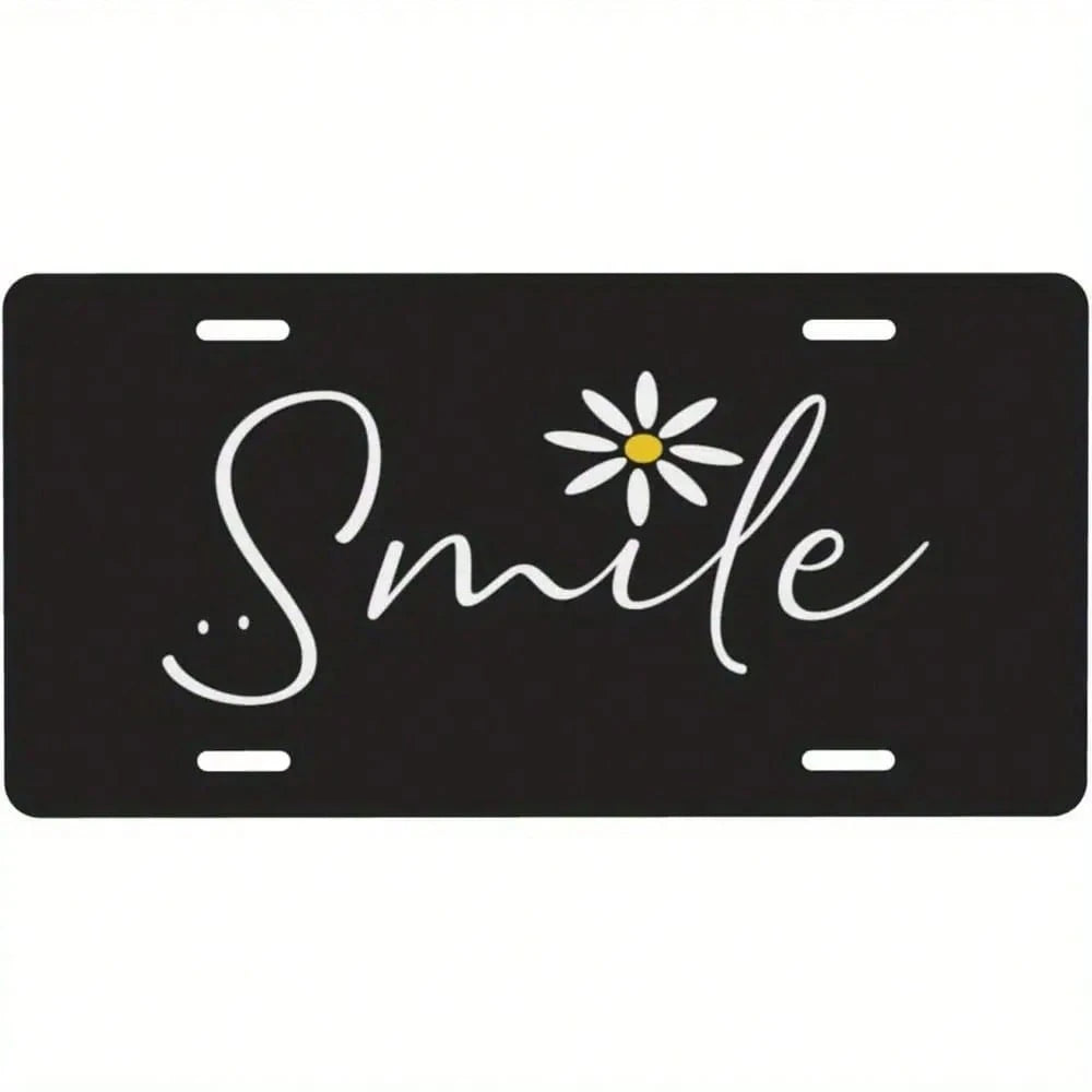 Decorative Only, Car P License Plate, Smiling Sunflower Decorative Car License Plate, Used Home Decoration, Durable Metal Plate, Suitable Men, Women, Girls, Boys, 6x12inch