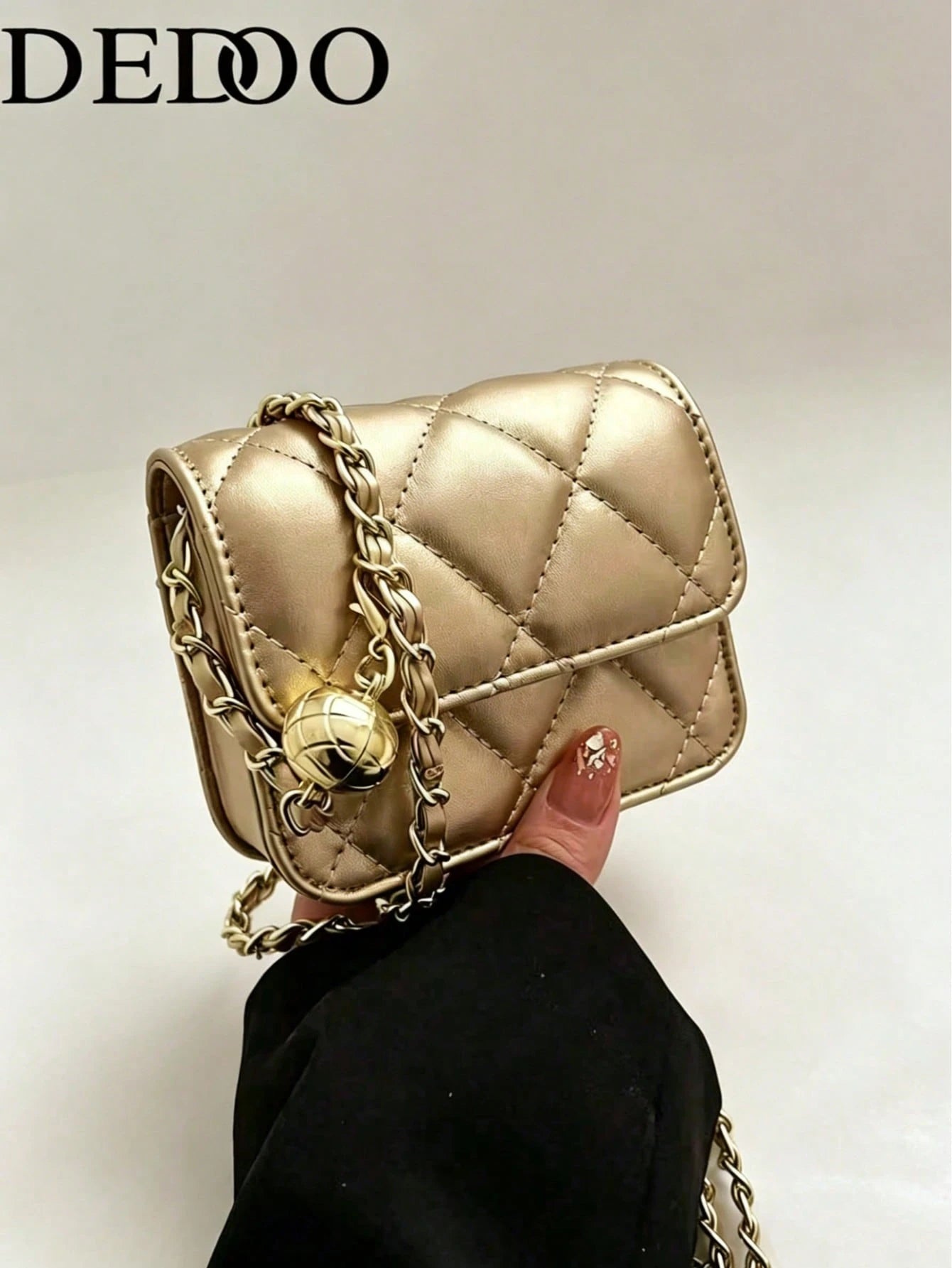 Dedoo Popular Spring/Summer Premium Texture Mini Lipstick Bag, Chain Shoulder Strap, Can Be Carried On Shoulder Or Underarm