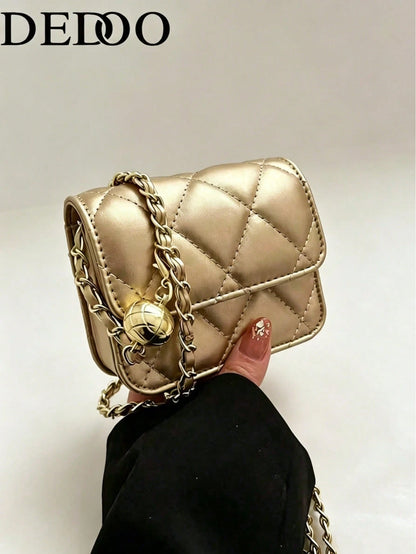 Dedoo Popular Spring/Summer Premium Texture Mini Lipstick Bag, Chain Shoulder Strap, Can Be Carried On Shoulder Or Underarm