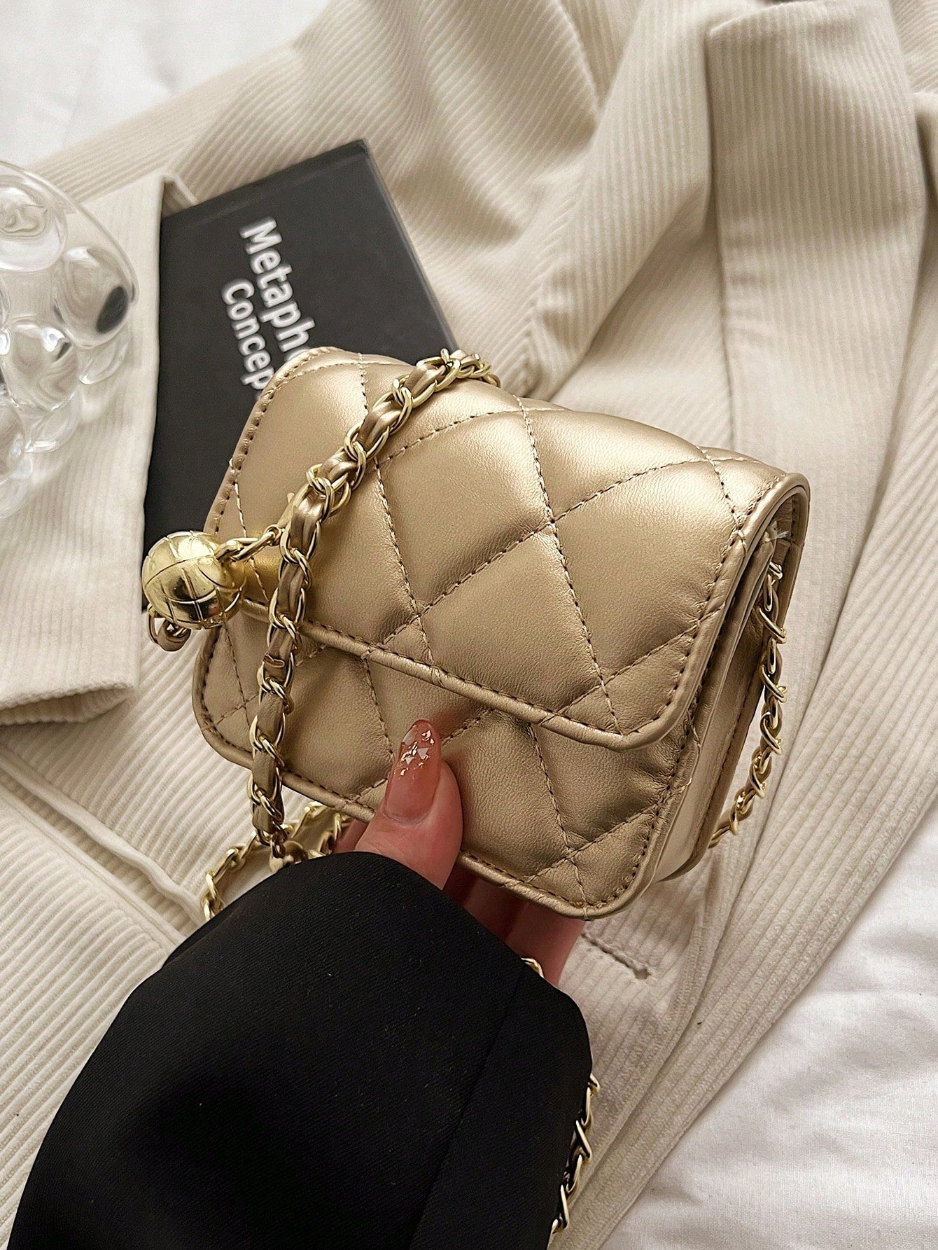 Dedoo Popular Spring/Summer Premium Texture Mini Lipstick Bag, Chain Shoulder Strap, Can Be Carried On Shoulder Or Underarm
