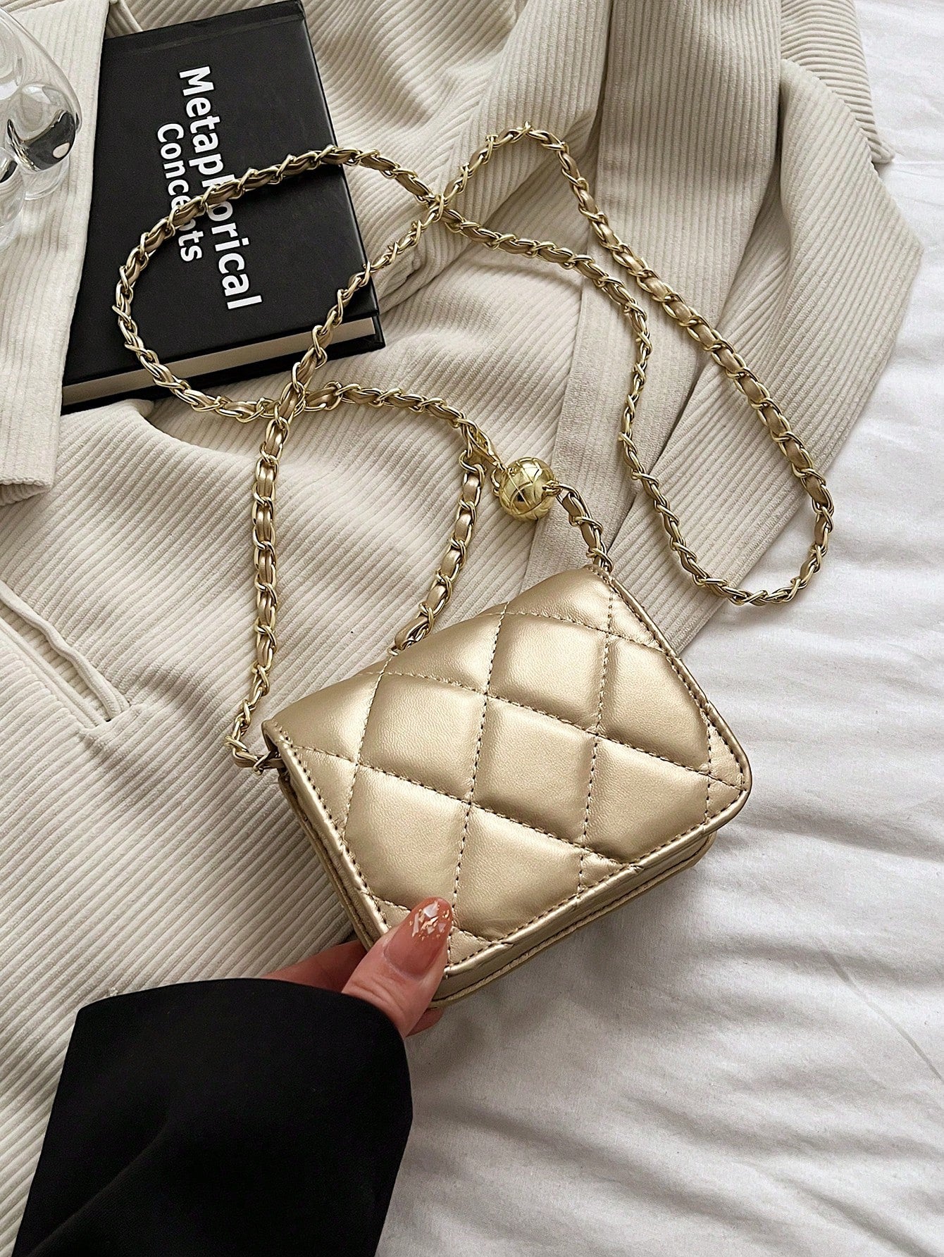 Dedoo Popular Spring/Summer Premium Texture Mini Lipstick Bag, Chain Shoulder Strap, Can Be Carried On Shoulder Or Underarm