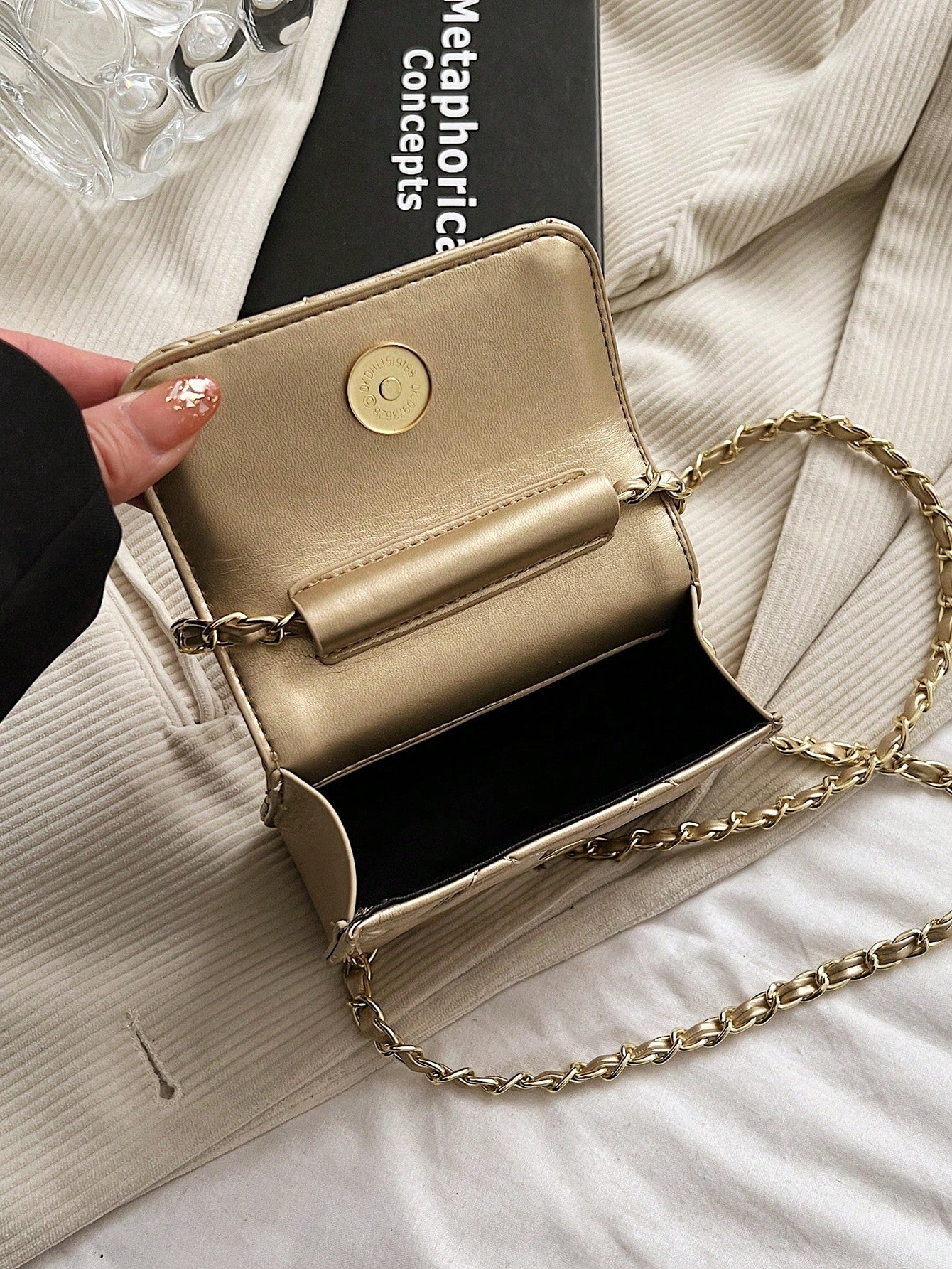 Dedoo Popular Spring/Summer Premium Texture Mini Lipstick Bag, Chain Shoulder Strap, Can Be Carried On Shoulder Or Underarm