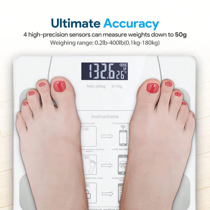 Digital Bathroom Scale, Electronic Body Scale, 400 Lbs Capacity- Accurate, Easy-To-Read Backlit HD LCD Display And Temperature Display, USB Rechargeable, Switchable Between Kilograms And Pounds, Ide