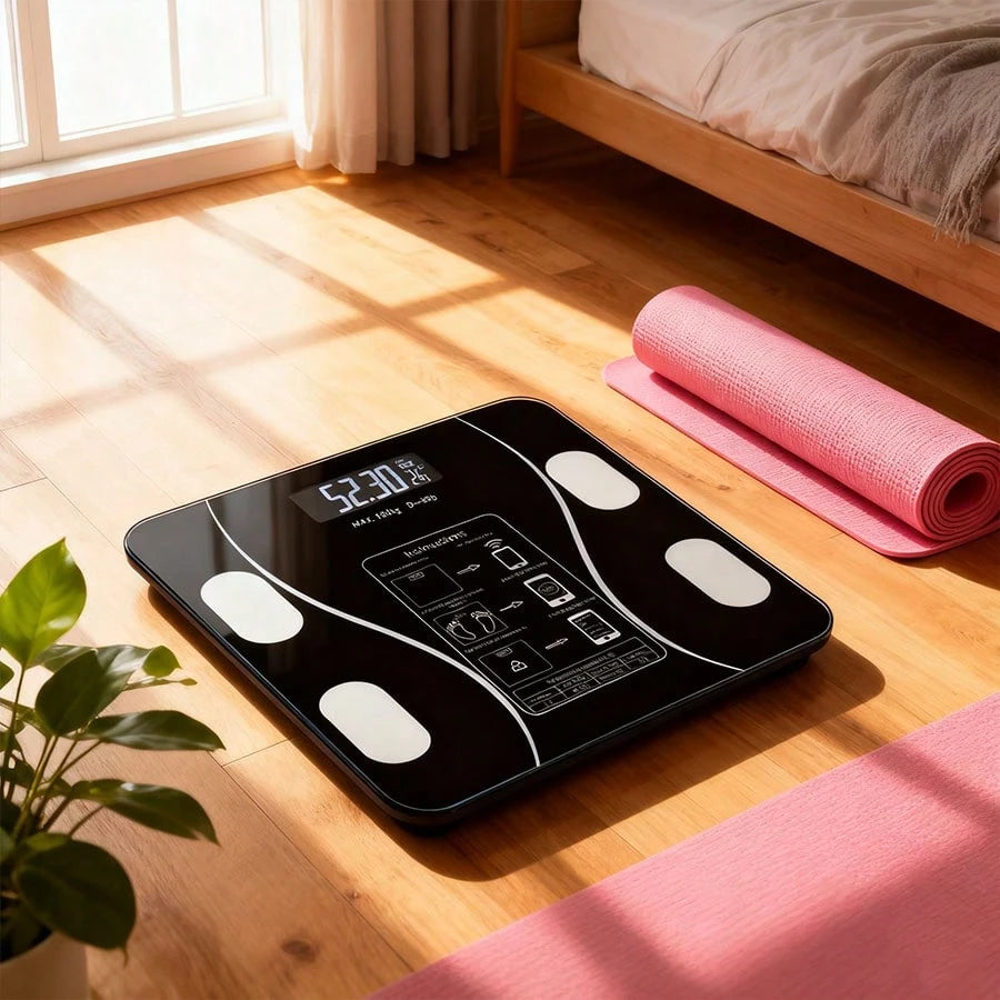 Digital Bathroom Scale, Electronic Body Scale, 400 Lbs Capacity- Accurate, Easy-To-Read Backlit HD LCD Display And Temperature Display, USB Rechargeable, Switchable Between Kilograms And Pounds, Ide