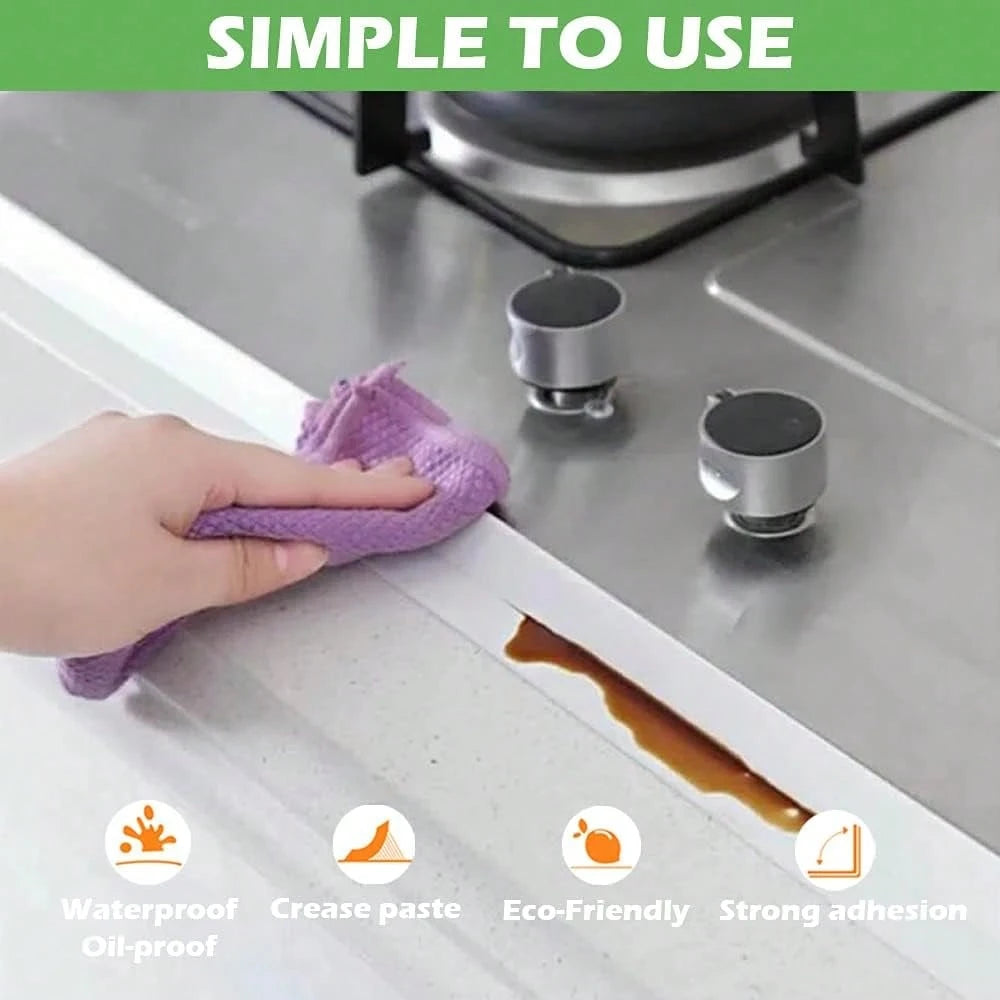 Dirty Old Caulk? Cover It In Minutes- 1-Pack Self-Adhesive Caulk Tape, 1.5" * 10.5Ft Waterproof Seal Strip For Bathroom, Kitchen, Bathtub & Toilet