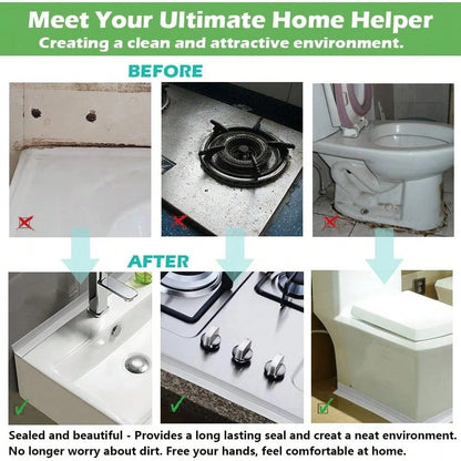 Dirty Old Caulk? Cover It In Minutes- 1-Pack Self-Adhesive Caulk Tape, 1.5" * 10.5Ft Waterproof Seal Strip For Bathroom, Kitchen, Bathtub & Toilet