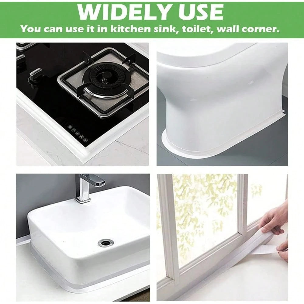 Dirty Old Caulk? Cover It In Minutes- 1-Pack Self-Adhesive Caulk Tape, 1.5" * 10.5Ft Waterproof Seal Strip For Bathroom, Kitchen, Bathtub & Toilet