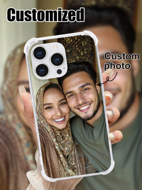 DIY Phone Case With Airbag Corners Customized Photo Case Compatible With 15 Pro Max/ S25 Ultra/ S25 Plus, Wedding Photo Gift, Gift For Couples, Friends, Family, Graduation, Anniversary, Birthday, Cl