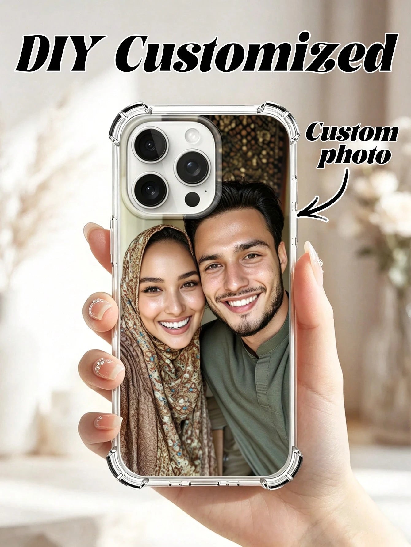 DIY Phone Case With Airbag Corners Customized Photo Case Compatible With 15 Pro Max/ S25 Ultra/ S25 Plus, Wedding Photo Gift, Gift For Couples, Friends, Family, Graduation, Anniversary, Birthday, Cl