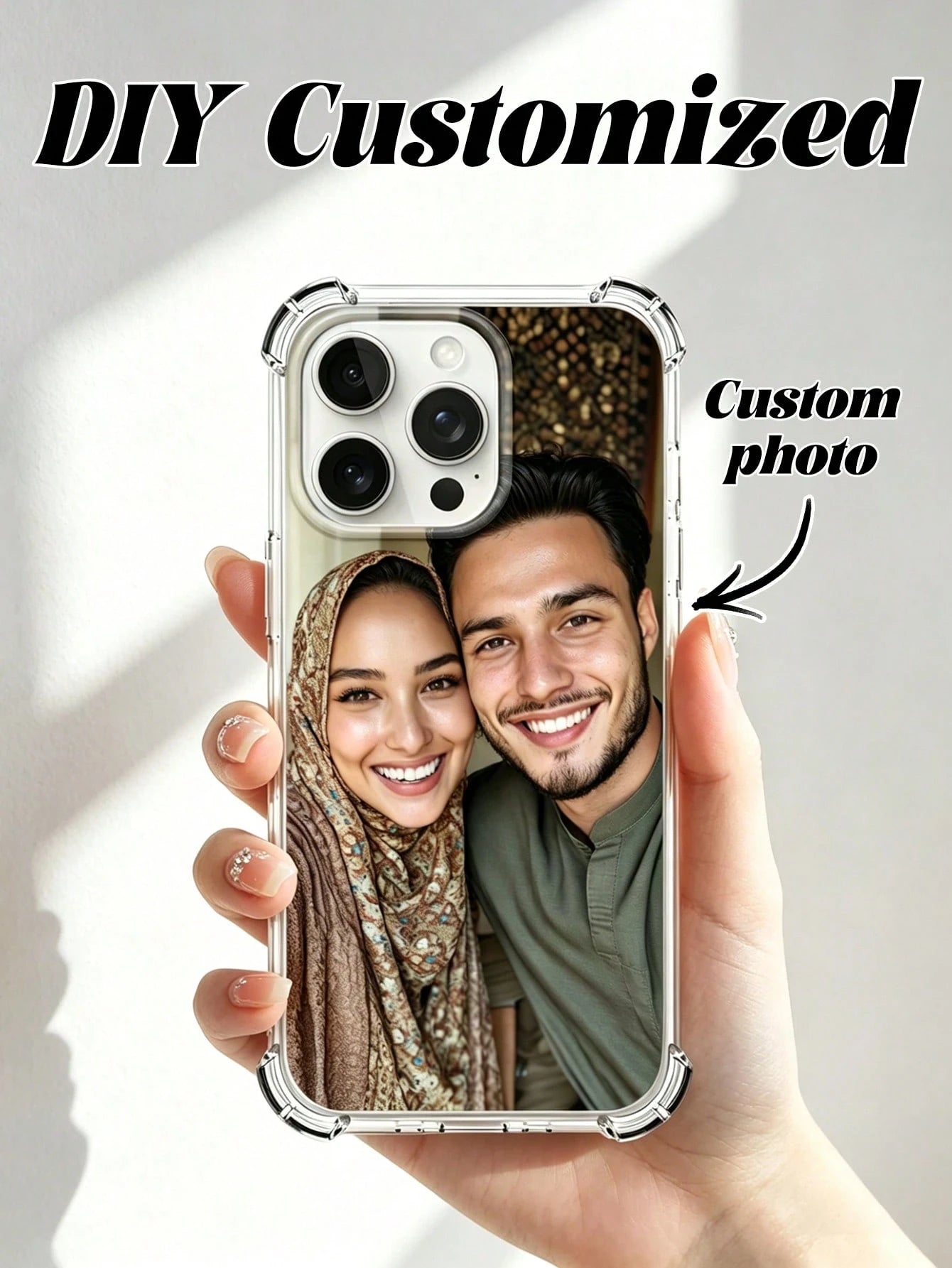 DIY Phone Case With Airbag Corners Customized Photo Case Compatible With 15 Pro Max/ S25 Ultra/ S25 Plus, Wedding Photo Gift, Gift For Couples, Friends, Family, Graduation, Anniversary, Birthday, Cl