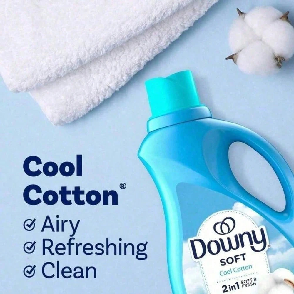 Downy Liquid Laundry Fabric Softener And Conditioner, Cool Cotton Scent, 2-In-1: Soft And Fresh, Freshness Increased By 3 Times, Longer Lasting Scent