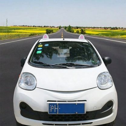 DPair Of Cat Ears Car Roof Refit Styling EVA Foam 3D Sticker White 7001