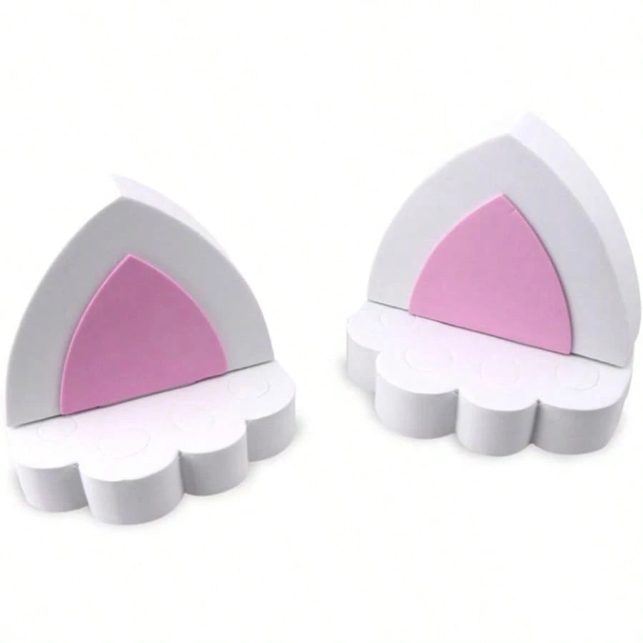 DPair Of Cat Ears Car Roof Refit Styling EVA Foam 3D Sticker White 7001