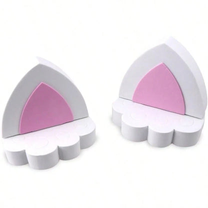 DPair Of Cat Ears Car Roof Refit Styling EVA Foam 3D Sticker White 7001