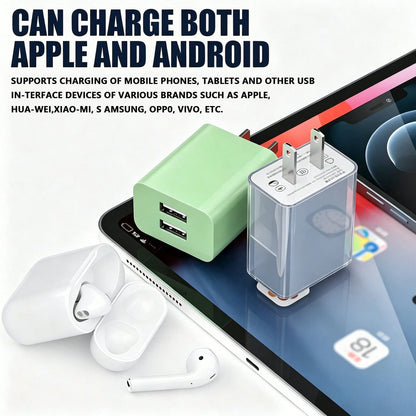 Dual USB Wall Charger Adapter Fast Charging, Dual Port Plug For Smartphones- US Plug, Compatible With IPhone 17/16/15/14/13/12/11 Pro Max/XS/X/SE/2022, Suitable For Office, School, Dorm And Home And