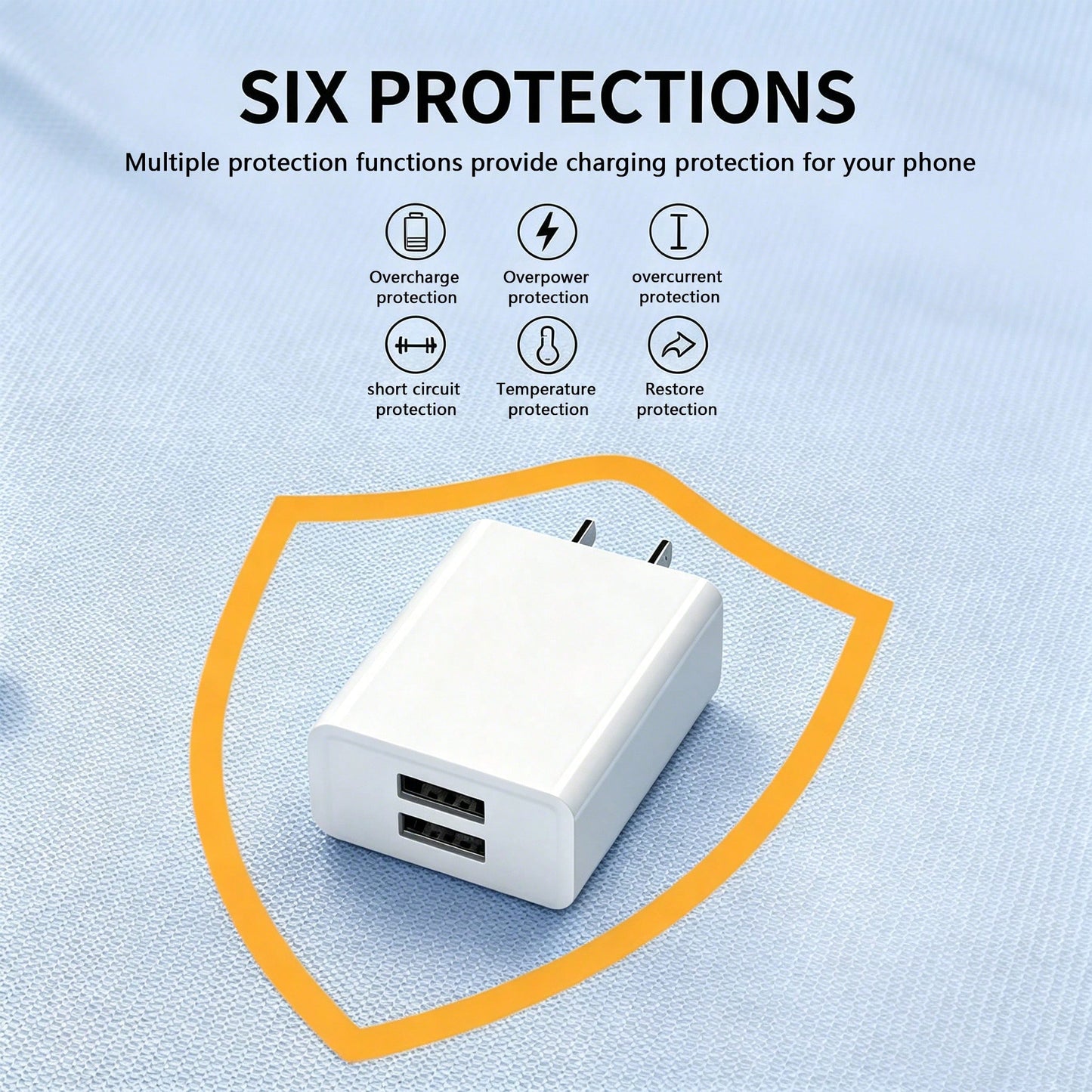 Dual USB Wall Charger Adapter Fast Charging, Dual Port Plug For Smartphones- US Plug, Compatible With IPhone 17/16/15/14/13/12/11 Pro Max/XS/X/SE/2022, Suitable For Office, School, Dorm And Home And