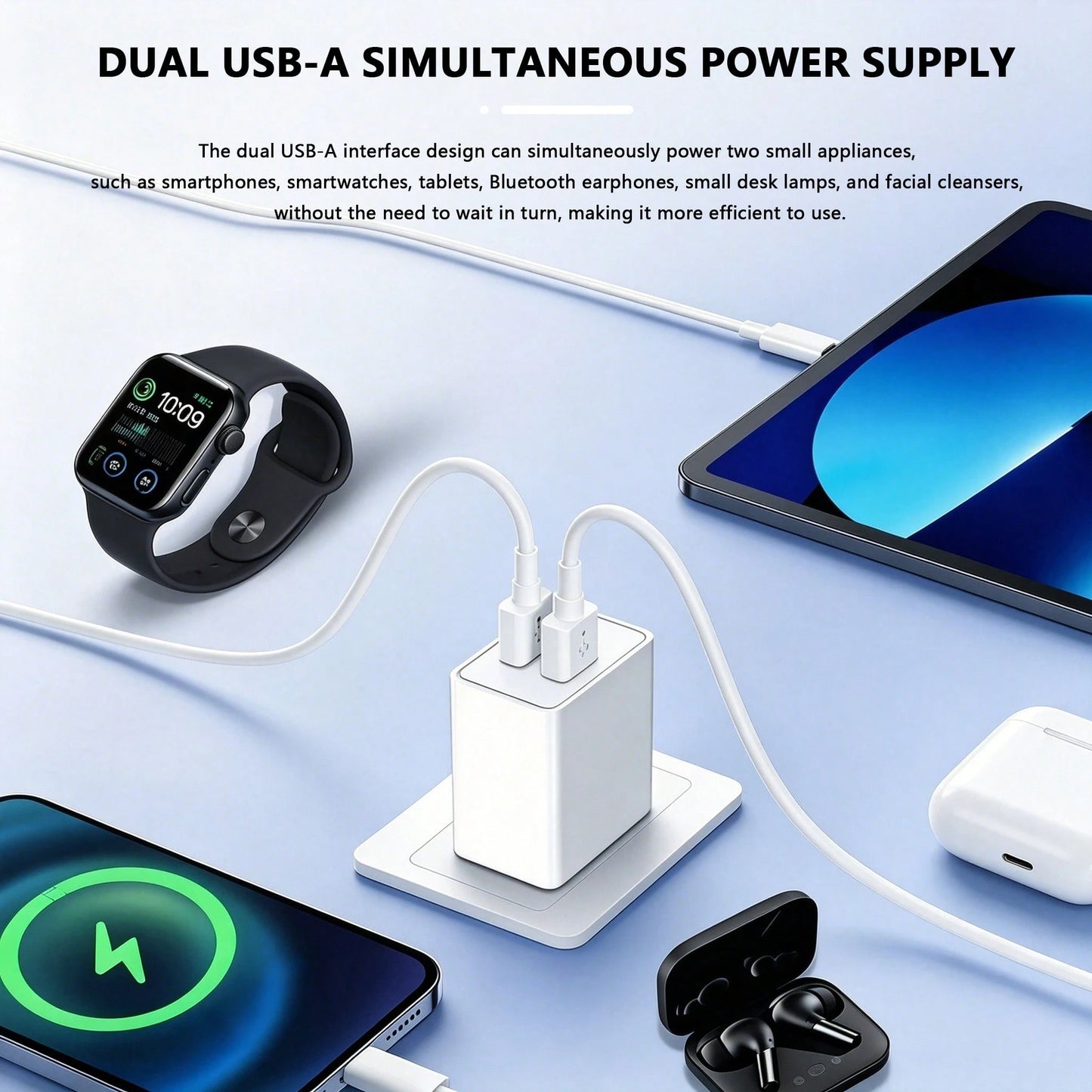 Dual USB Wall Charger Adapter Fast Charging, Dual Port Plug For Smartphones- US Plug, Compatible With IPhone 17/16/15/14/13/12/11 Pro Max/XS/X/SE/2022, Suitable For Office, School, Dorm And Home And