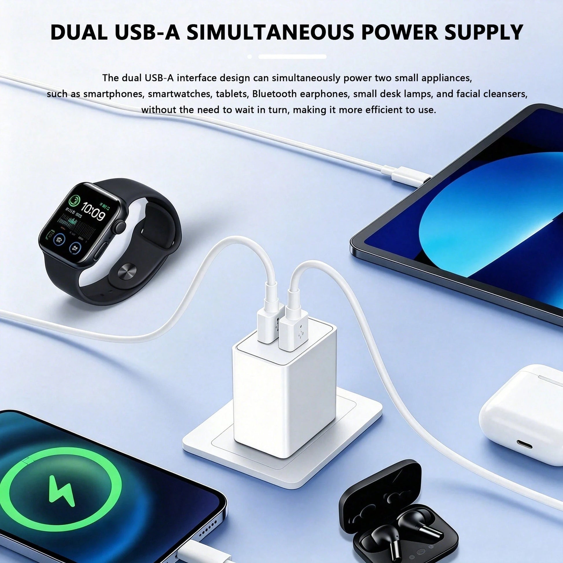 Dual USB Wall Charger Adapter Fast Charging, Dual Port Plug For Smartphones- US Plug, Compatible With IPhone 17/16/15/14/13/12/11 Pro Max/XS/X/SE/2022, Suitable For Office, School, Dorm And Home And