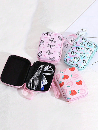 Earphone Data Cable Charger Organizer Storage Bag, Cartoon Creative Shockproof Zipper Box Cable Organizer