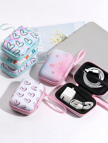 Earphone Data Cable Charger Organizer Storage Bag, Cartoon Creative Shockproof Zipper Box Cable Organizer