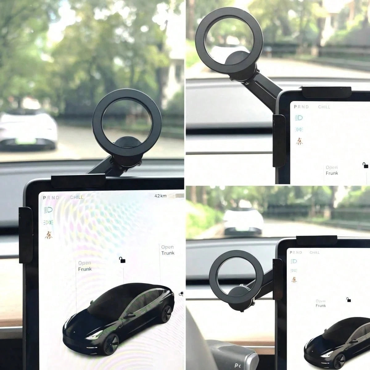 Easy One Hand Use Non Adhesive, For Tesla Magnetic Phone Mount, Extreme Hold Magnets, L-Shaped Tesla Dashboard Bracket For 3 Suitable, For IPhone 17 16 15 Pro Max Secure Mount