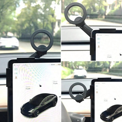 Easy One Hand Use Non Adhesive, For Tesla Magnetic Phone Mount, Extreme Hold Magnets, L-Shaped Tesla Dashboard Bracket For 3 Suitable, For IPhone 17 16 15 Pro Max Secure Mount