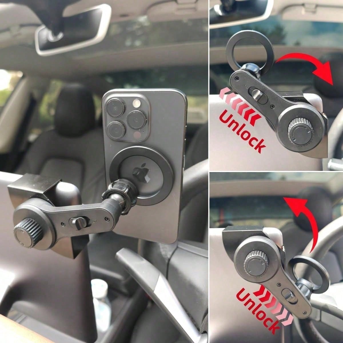 Easy One Hand Use Non Adhesive, For Tesla Magnetic Phone Mount, Extreme Hold Magnets, L-Shaped Tesla Dashboard Bracket For 3 Suitable, For IPhone 17 16 15 Pro Max Secure Mount