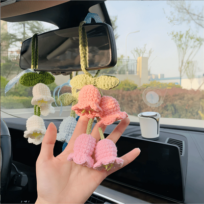 Easypie Selection 1pc Woven Floral Pattern Car Hanging Ornament, Suitable As Gift For Girlfriend