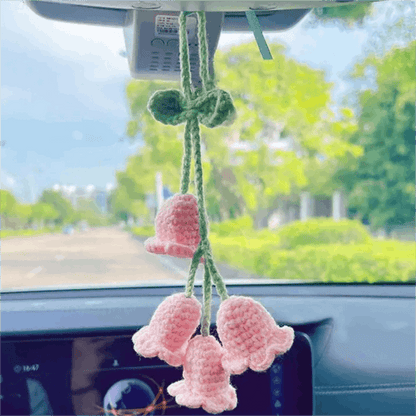 Easypie Selection 1pc Woven Floral Pattern Car Hanging Ornament, Suitable As Gift For Girlfriend