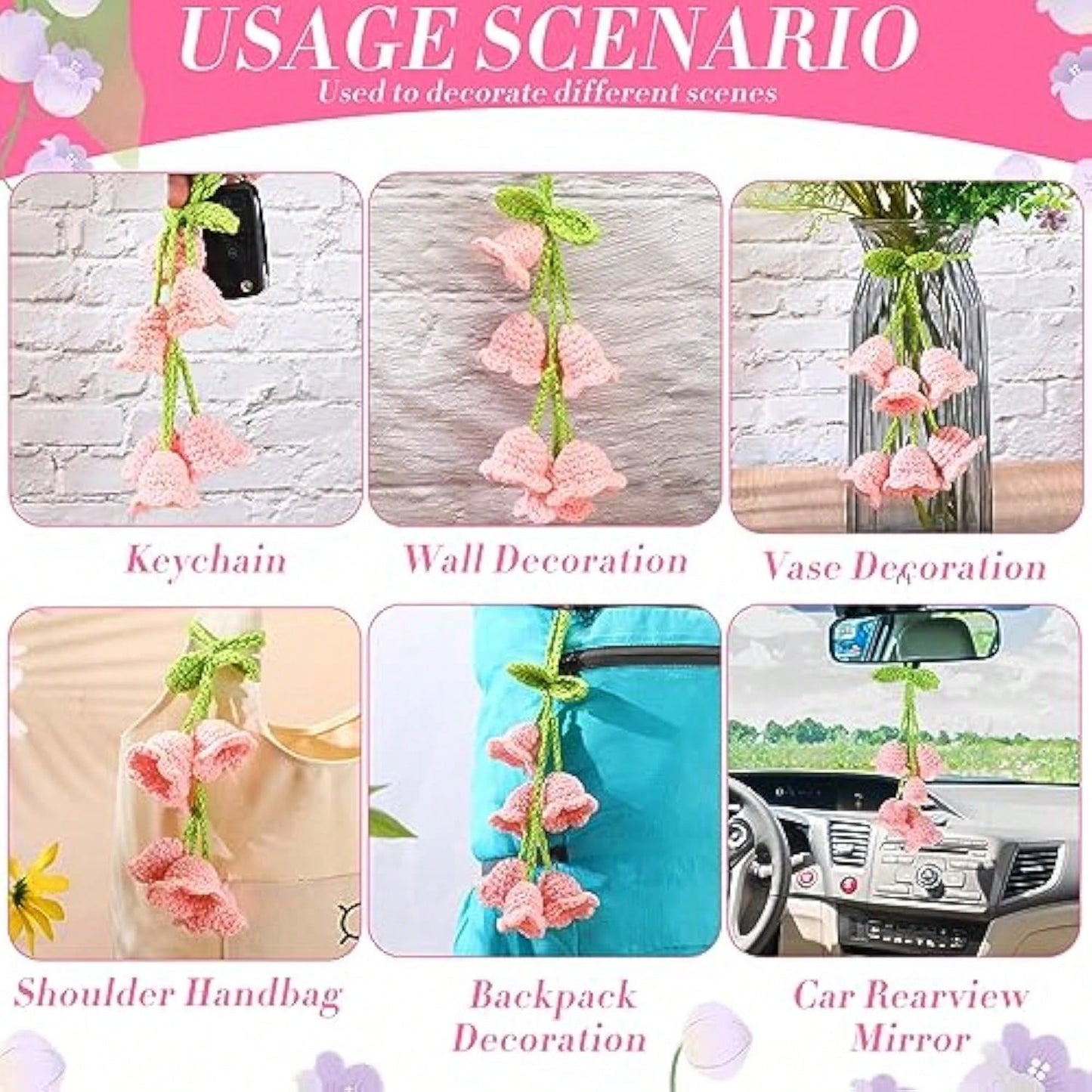 Easypie Selection 1pc Woven Floral Pattern Car Hanging Ornament, Suitable As Gift For Girlfriend