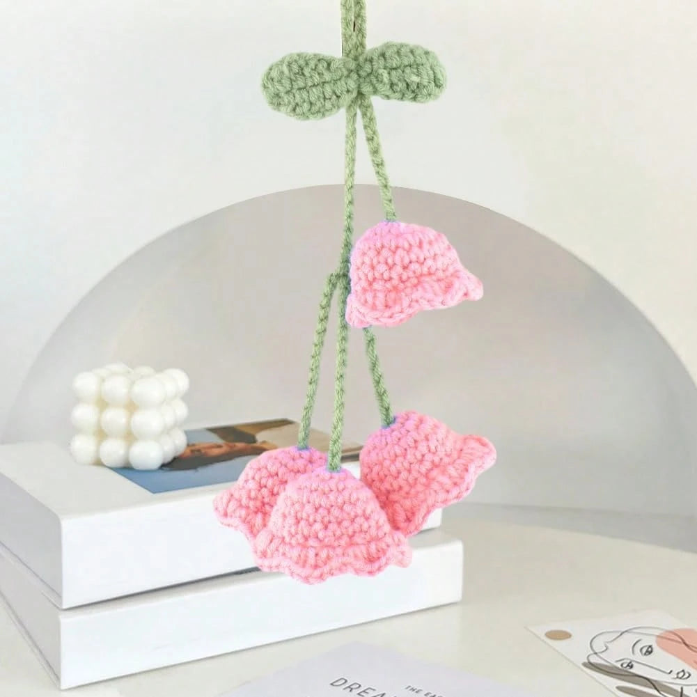 Easypie Selection 1pc Woven Floral Pattern Car Hanging Ornament, Suitable As Gift For Girlfriend