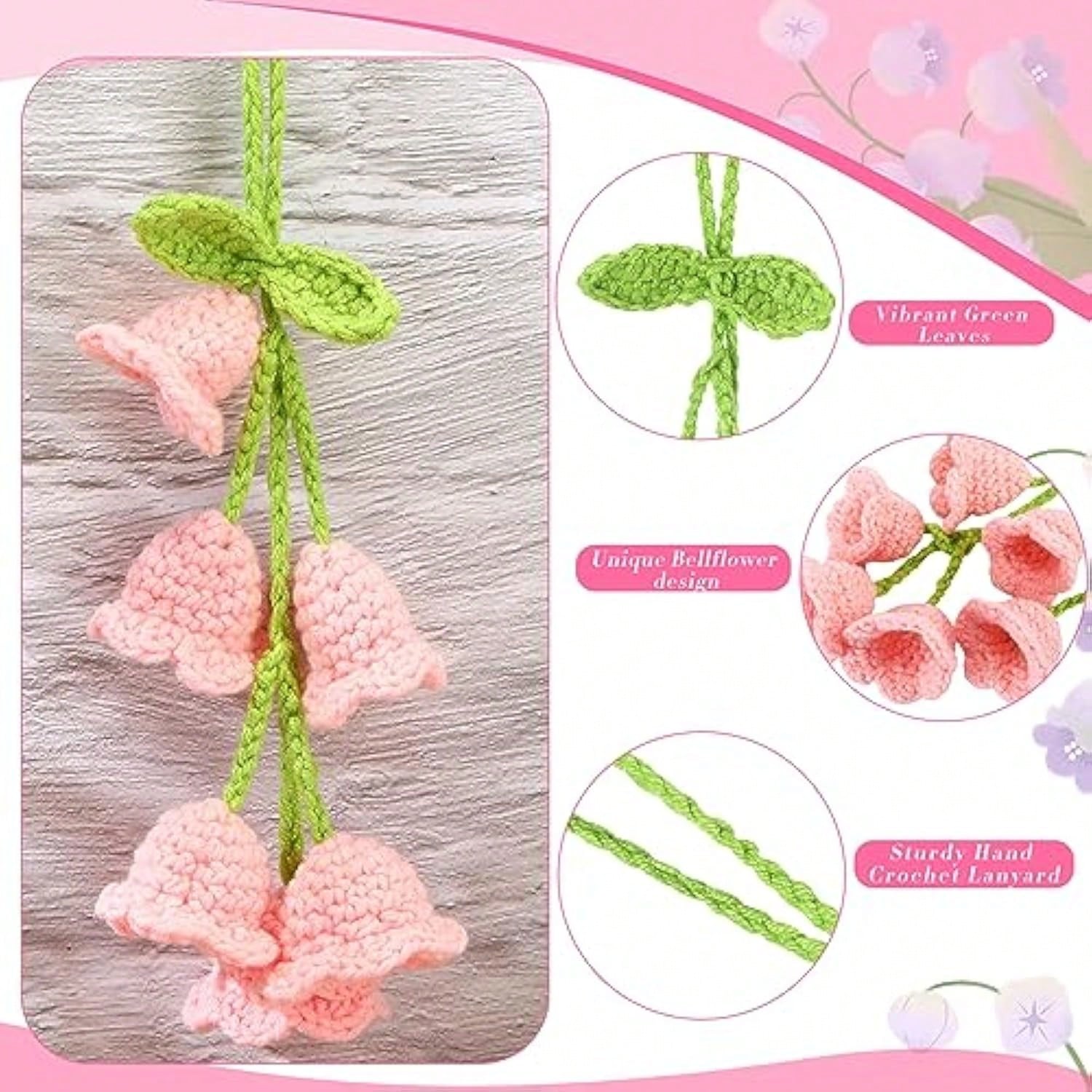 Easypie Selection 1pc Woven Floral Pattern Car Hanging Ornament, Suitable As Gift For Girlfriend