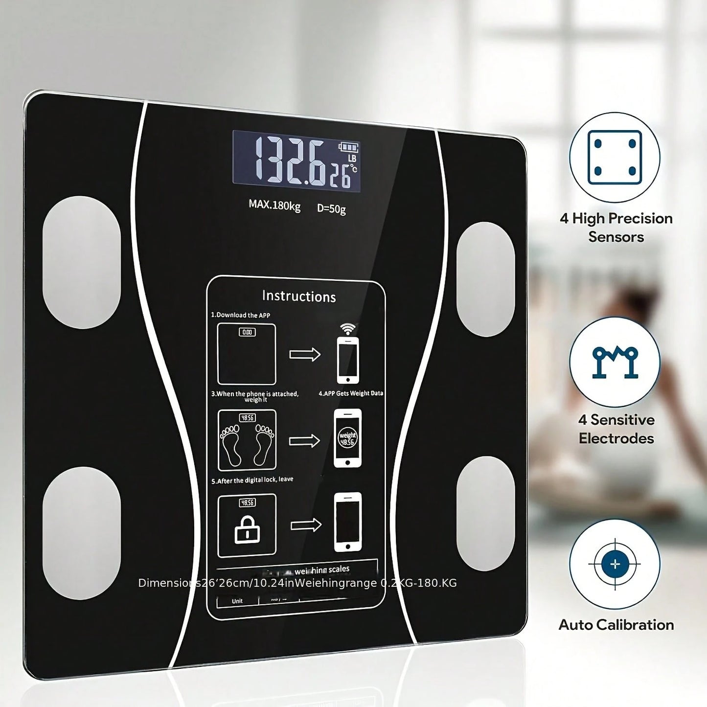 Electronic Body Scale, Bathroom Scale, High-Precision Body Scale With LCD High-Definition Display And Temperature Display, Extra-Wide Platform, High-Precision Electronic Scale.
