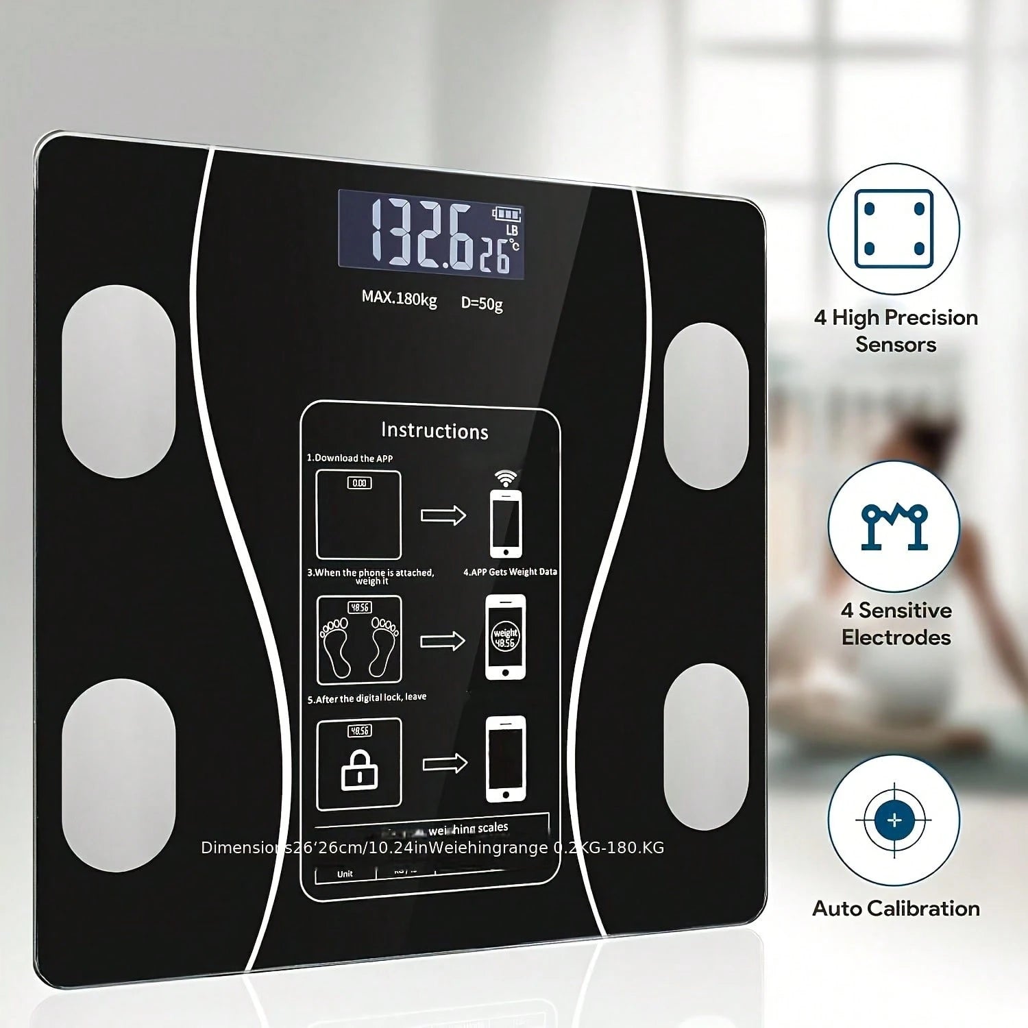 Electronic Body Scale, Bathroom Scale, High-Precision Body Scale With LCD High-Definition Display And Temperature Display, Extra-Wide Platform, High-Precision Electronic Scale.