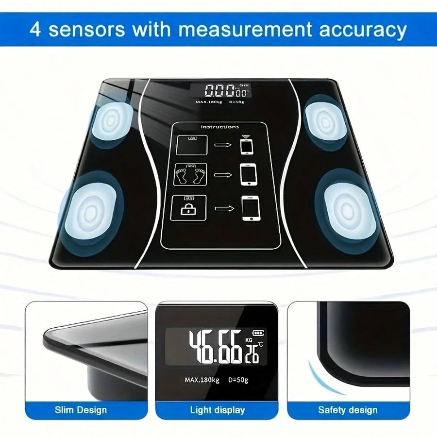 Electronic Body Scale, Bathroom Scale, High-Precision Body Scale With LCD High-Definition Display And Temperature Display, Extra-Wide Platform, High-Precision Electronic Scale.