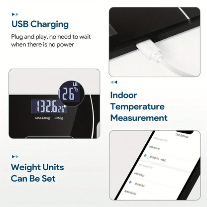 Electronic Body Scale, Bathroom Scale, High-Precision Body Scale With LCD High-Definition Display And Temperature Display, Extra-Wide Platform, High-Precision Electronic Scale.