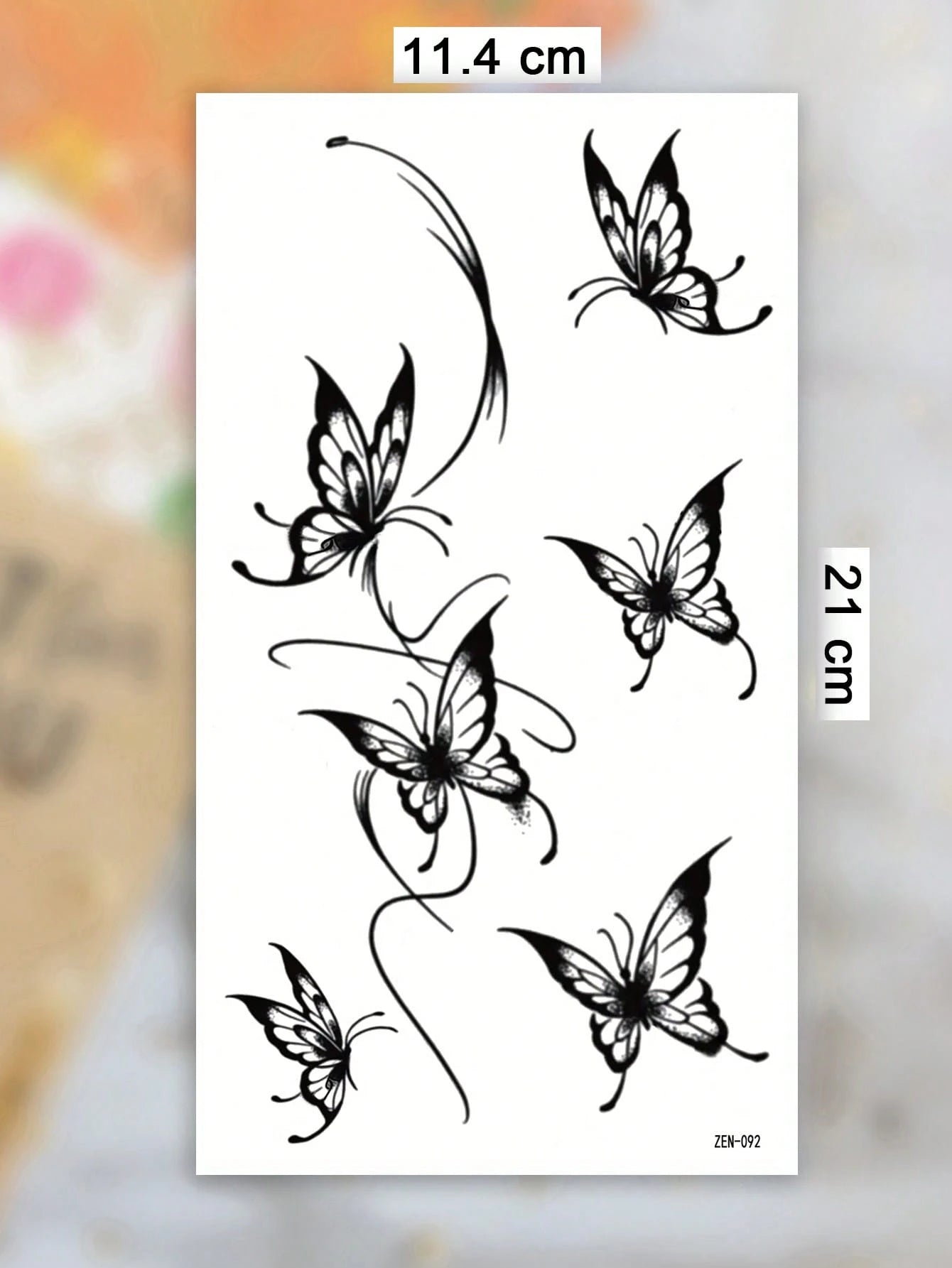 Elegant Butterfly Temporary Tattoo Sticker For Women, Black Butterfly Floral Body Art Design, Delicate Wing Pattern Fake Tattoo For Arm Shoulder Back, Waterproof Long Lasting Easy Apply Aesthetic Tatt