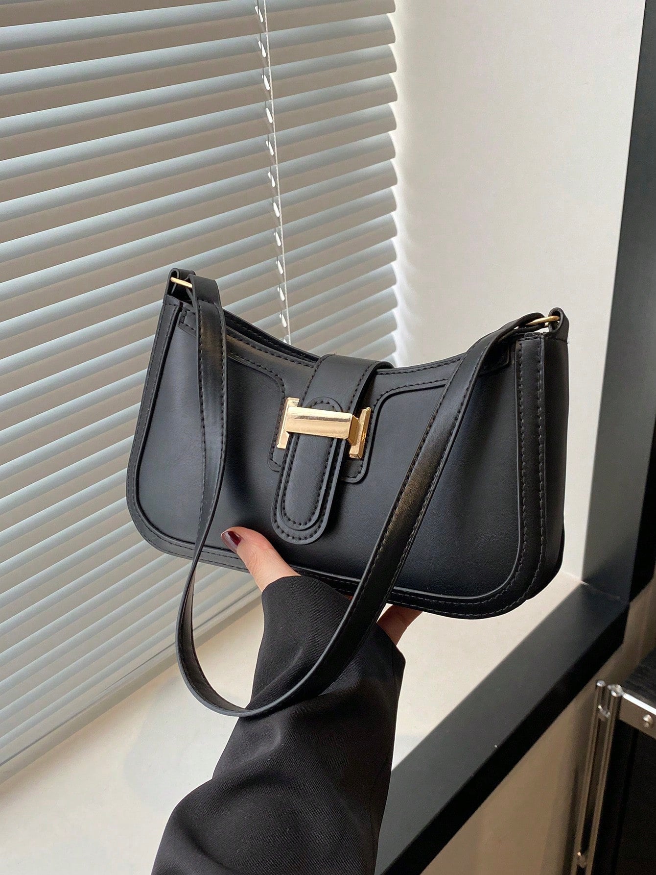 Elegant Crescent Underarm Shoulder Bag, Women's Fashion Casual Solid Color Underarm Bag
