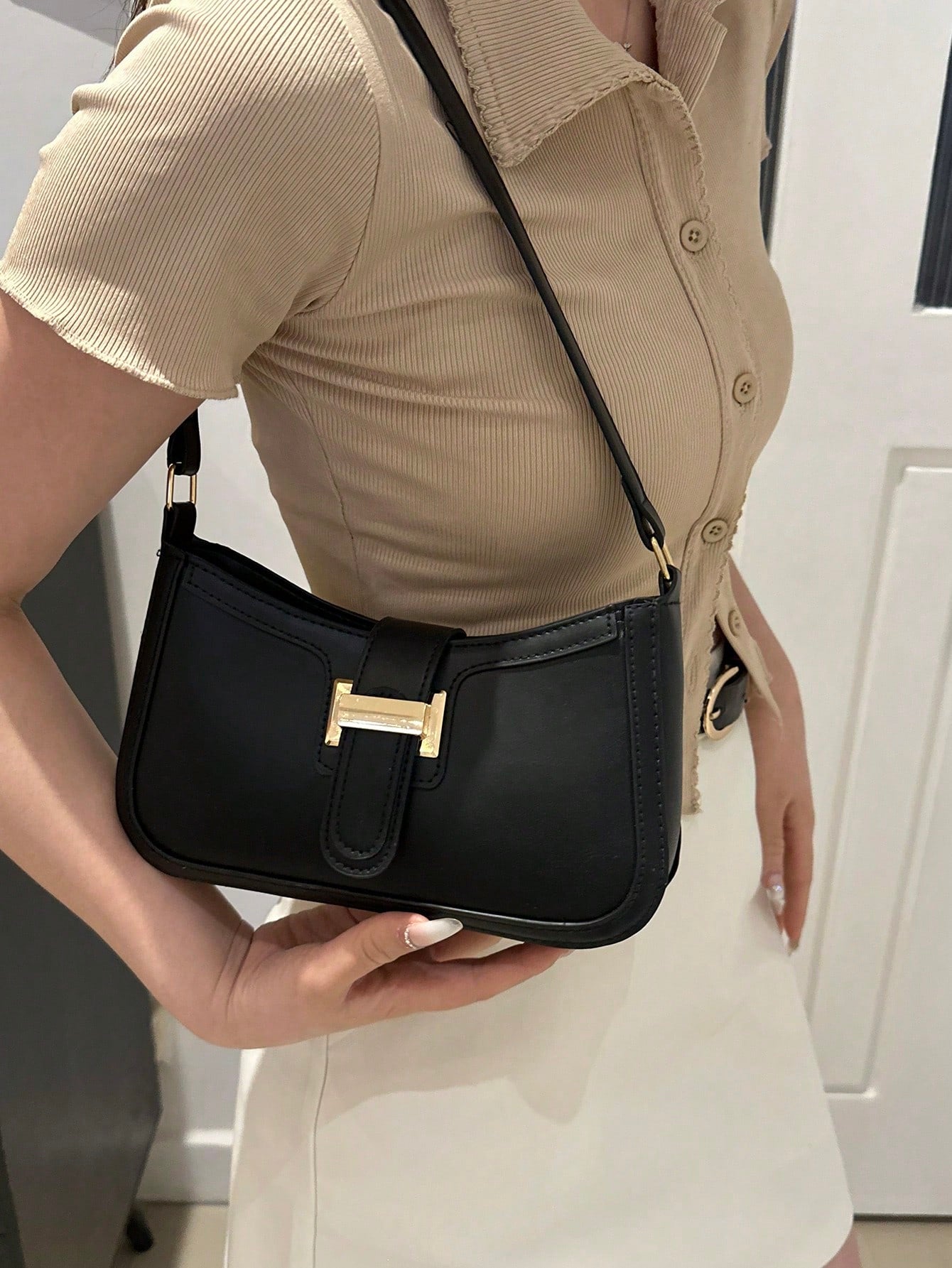 Elegant Crescent Underarm Shoulder Bag, Women's Fashion Casual Solid Color Underarm Bag