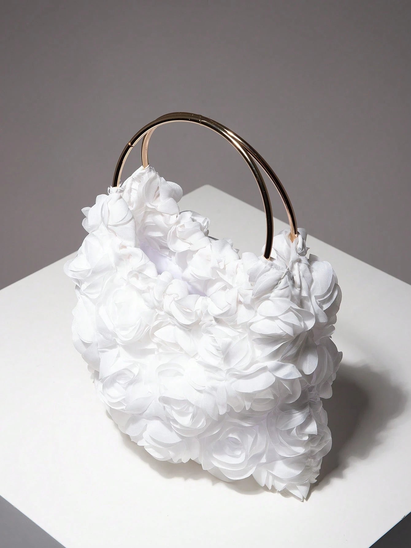 Elegant Rose Flower Design Evening Bag, Ladies Dress Party Handbag, Sweet Girl Crossbody Bag, Solid Color Bucket Bag
