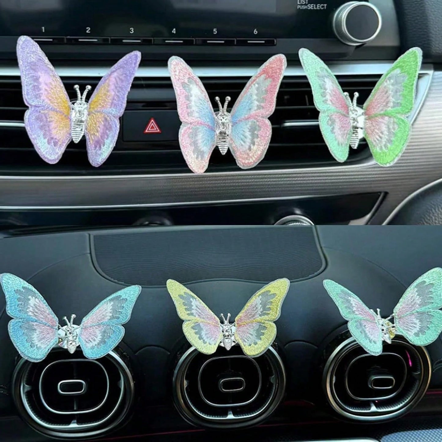 Embroidery Butterfly Car Decoration,Butterfly Decoration With Dancing Wings,Car Center Console Air Vent Decoration,Car Accessories,Cute And Soothing Creative Figurine