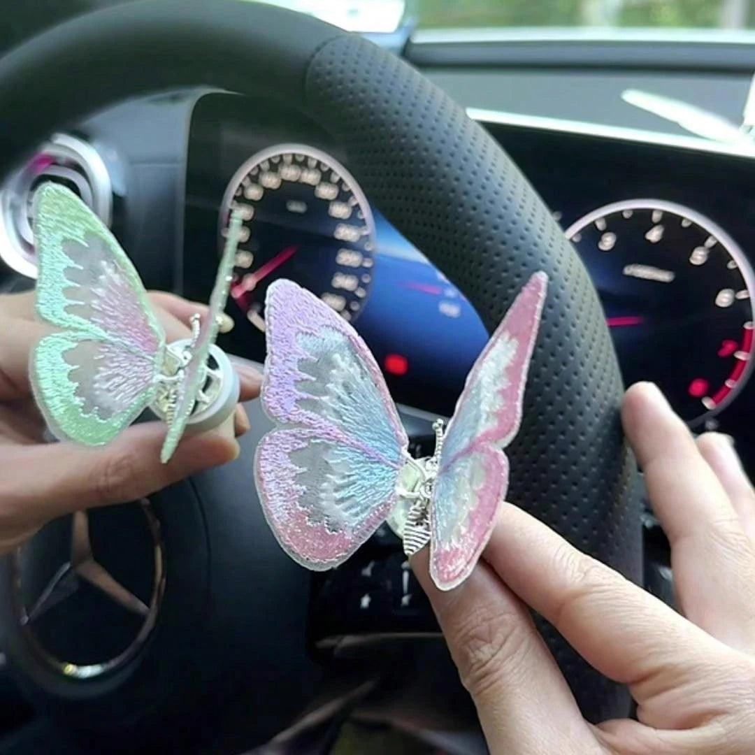 Embroidery Butterfly Car Decoration,Butterfly Decoration With Dancing Wings,Car Center Console Air Vent Decoration,Car Accessories,Cute And Soothing Creative Figurine