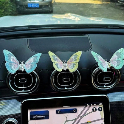 Embroidery Butterfly Car Decoration,Butterfly Decoration With Dancing Wings,Car Center Console Air Vent Decoration,Car Accessories,Cute And Soothing Creative Figurine