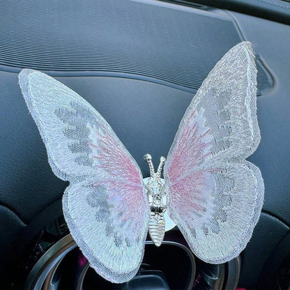 Embroidery Butterfly Car Decoration,Butterfly Decoration With Dancing Wings,Car Center Console Air Vent Decoration,Car Accessories,Cute And Soothing Creative Figurine