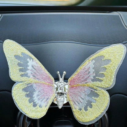 Embroidery Butterfly Car Decoration,Butterfly Decoration With Dancing Wings,Car Center Console Air Vent Decoration,Car Accessories,Cute And Soothing Creative Figurine
