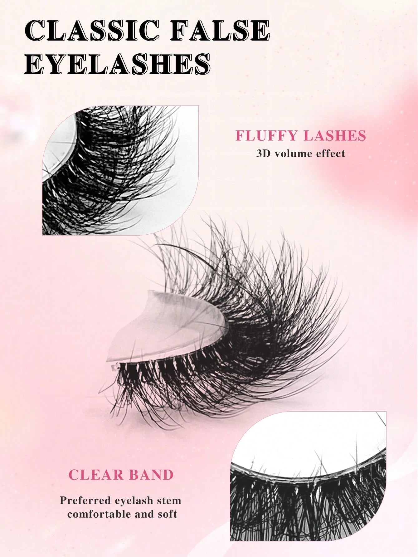 ENCHUW 7 Pairs False Eyelashes Natural Look Cat Eye Lashes With Clear Band Wispy Fake Eyelashes 3D Strip Lashes Soft Lashes Fluffy Natural Eye Lashes