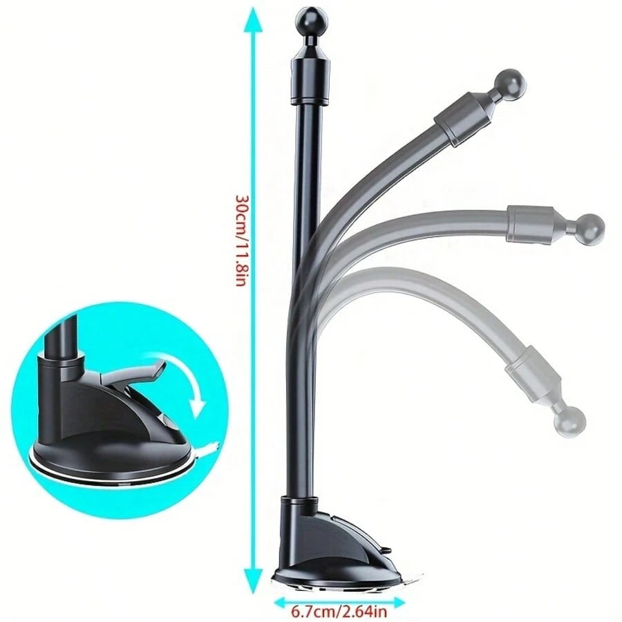 Extended Gooseneck Car Phone Holder, Strong Suction Cup Carbon Fiber 360 Degree Rotating Base, Suitable For All Smartphones