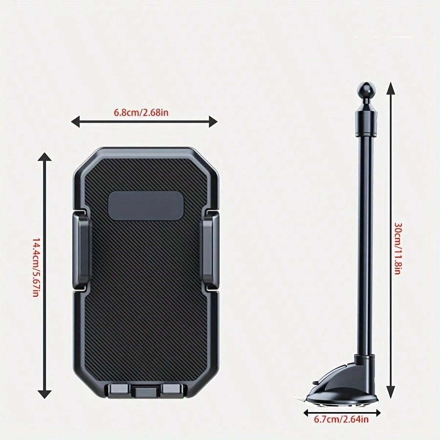 Extended Gooseneck Car Phone Holder, Strong Suction Cup Carbon Fiber 360 Degree Rotating Base, Suitable For All Smartphones