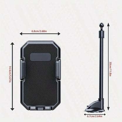 Extended Gooseneck Car Phone Holder, Strong Suction Cup Carbon Fiber 360 Degree Rotating Base, Suitable For All Smartphones